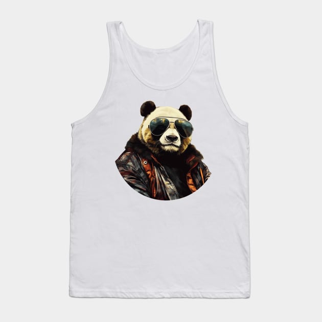 Cool Animals: Cartoon Vintage Funny Cool Panda Tank Top by OscarVanHendrix